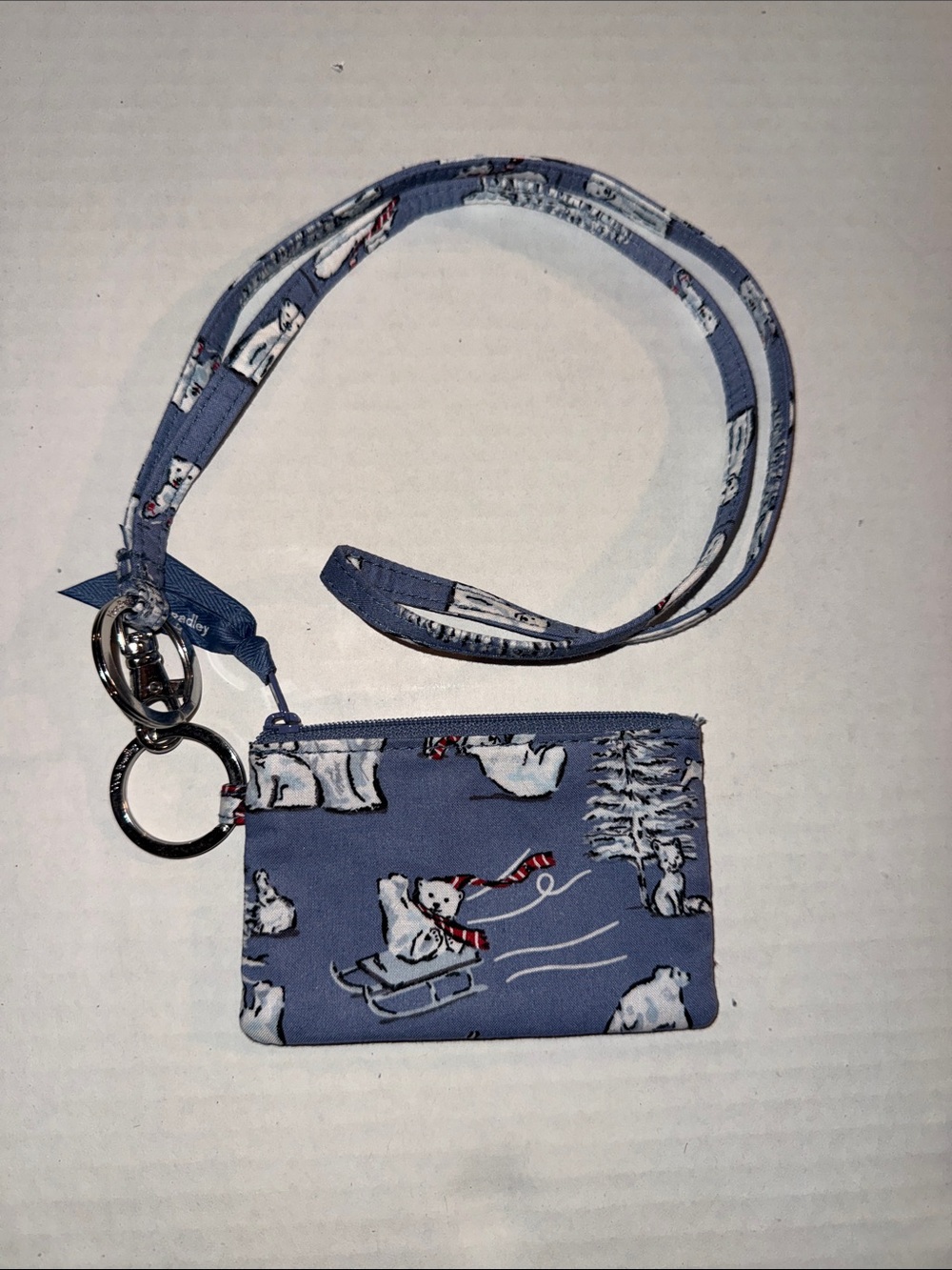 Vera Bradley Blue Polar Bear Lanyard Card Holder